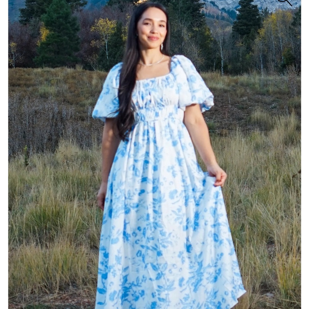 Pinkblush Blue Floral Midi Dress